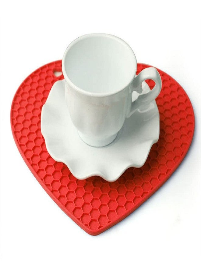 TASKHOUSE سيليكون على شكل قلب، مفارش للأواني الساخنة، قواعد أكواب سيليكون متعددة الأغراض، مفارش أكواب، فتاحة برطمانات، وحامل ملاعق (عبوة من قطعتين - طاووس) - Image 3